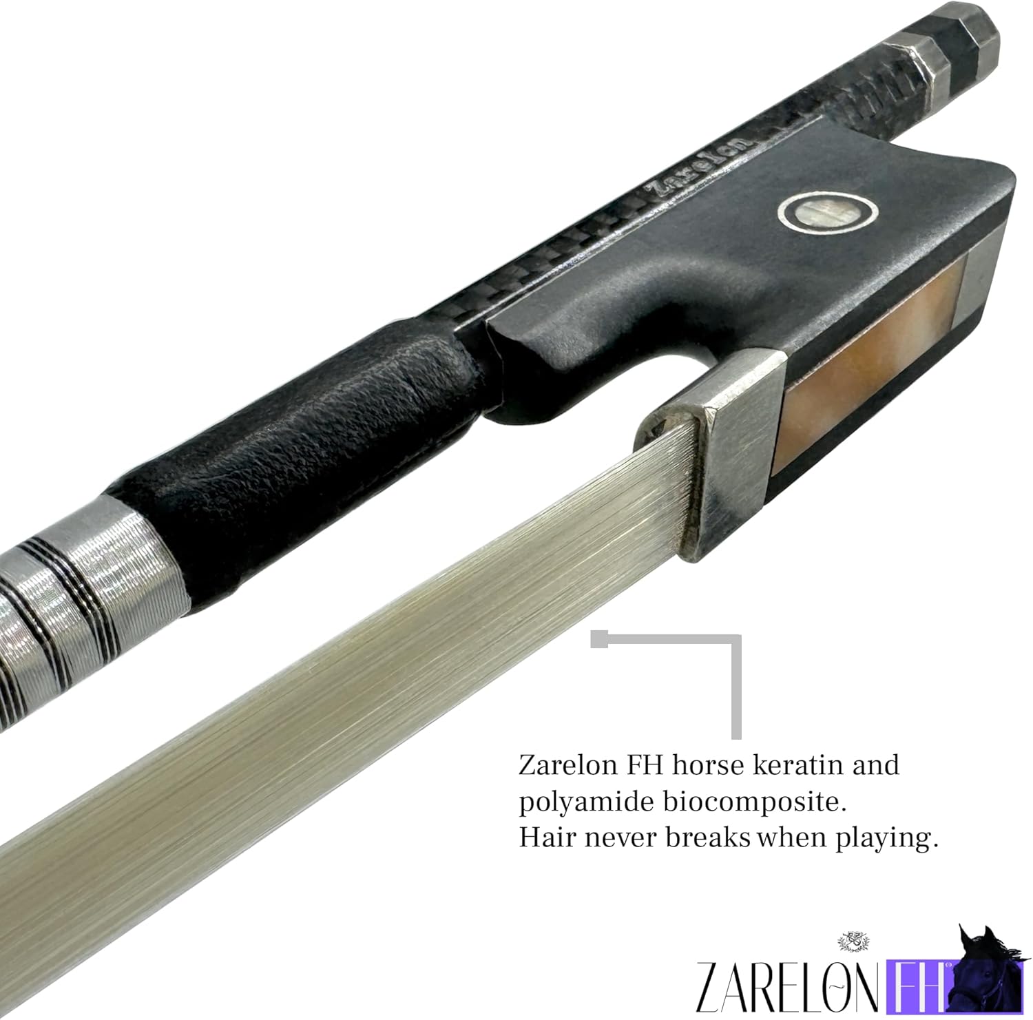 Zarelon FH ® Carbon Fiber Cello Bow with Unbreakable Horsehair