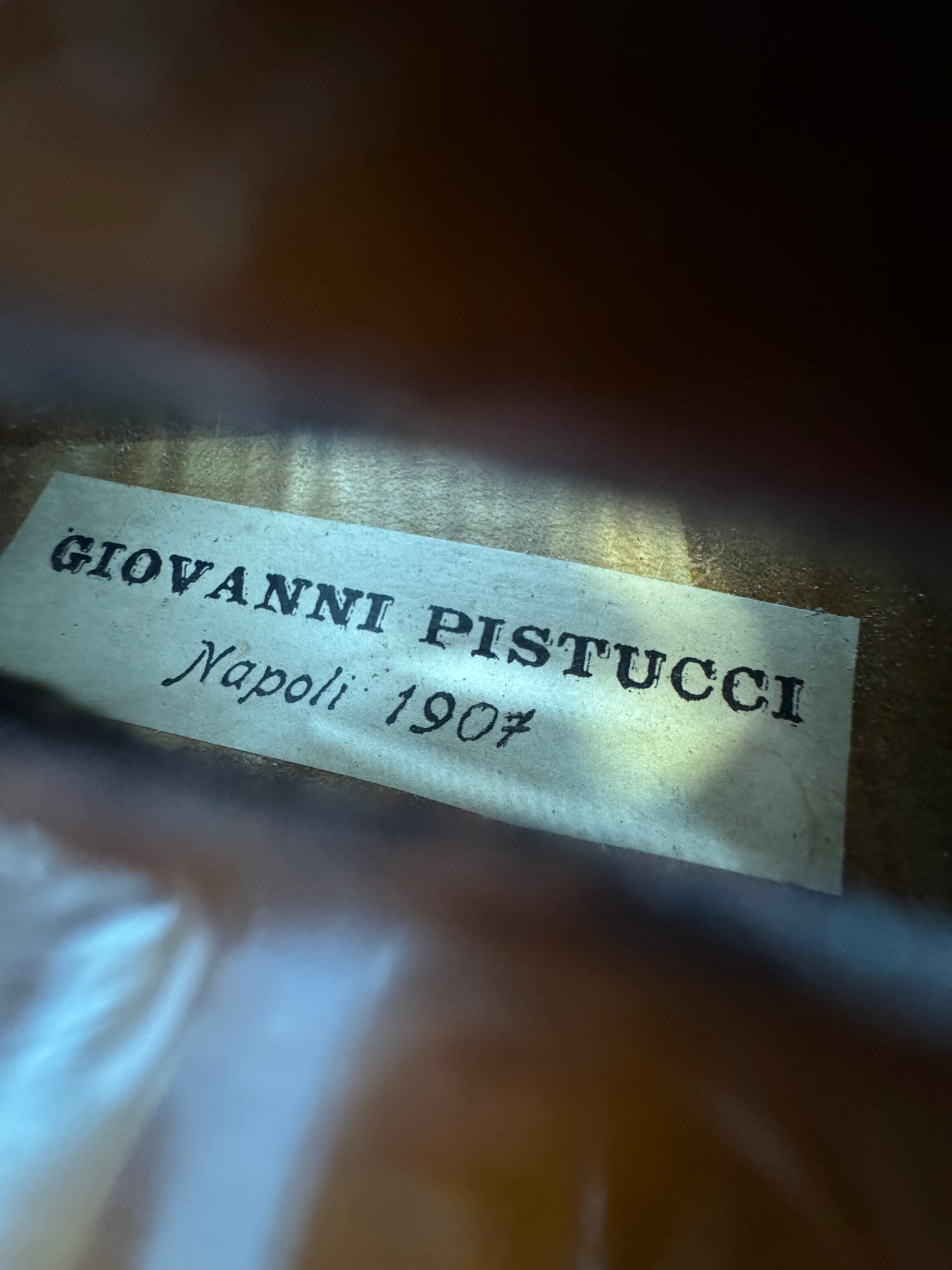 Italian Violin, Labeled, "Giovanni Pistucci, Napoli, 1907."
