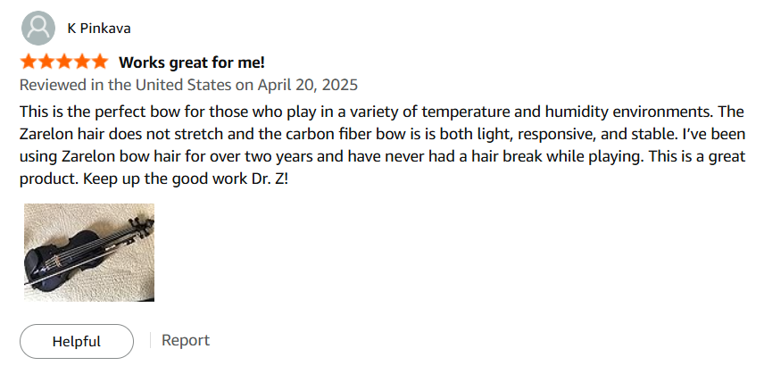 Zarelon FH ® Carbon Fiber Cello Bow with Unbreakable Horsehair